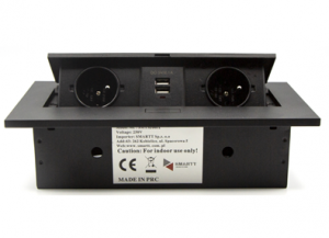 Moduł elektryczny USB - 2 gniazda + 2 x USB, aluminiowy, wpuszczany + przewód