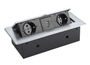 Moduł elektryczny II USB - 2 gniazda + USB x2  wpuszczany + przewód