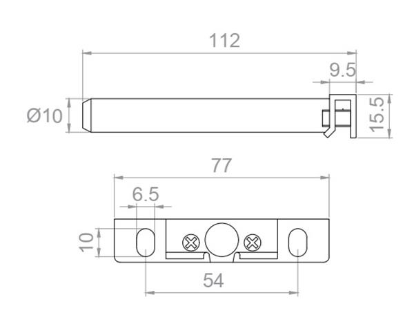 Podpórka półki  Φ10x112mm z płytką