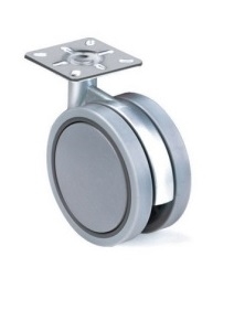 Kółko skrętne Φ100mm, ozdobne, montaż płytka, bez hamulca, kolor szary