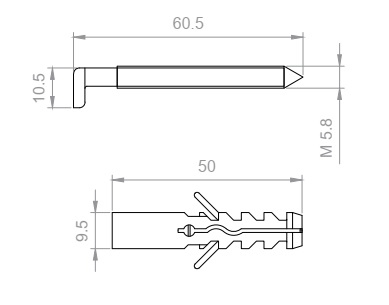 Zawieszka mimośrodowa - hak/ kołek niski 11mm