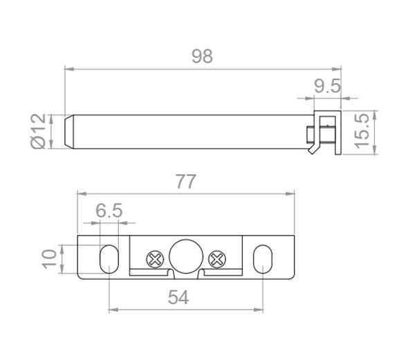 Podpórka półki  Φ 12x98mm z płytką