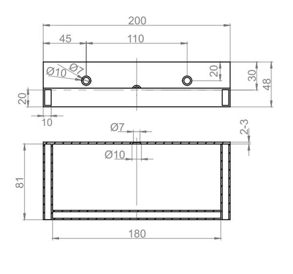 Nóżka meblowa 200x100mm, Chrom