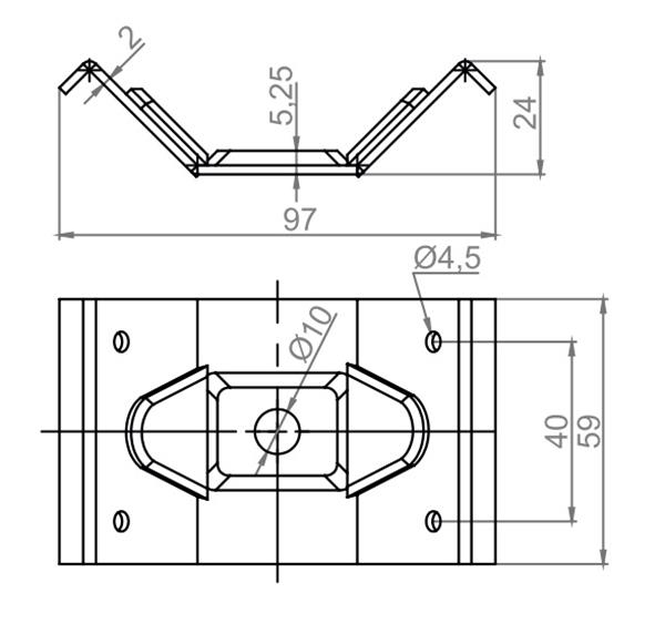 Obejma nogi stołu 97x59 mm