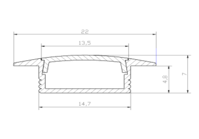 Profil wpuszczany LED 01 - aluminiowy wraz z kloszem 2m/3m