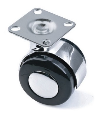 Kółko skrętne Φ50, ozdobne, wzmocnione, bez hamulca, montaż na płytce