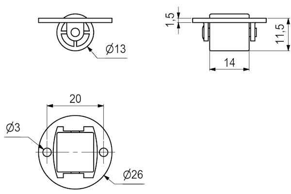 Rolka rtv Φ 13x11,5mm twarda