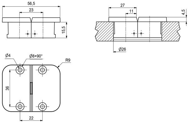 Zawias do stołu, składany