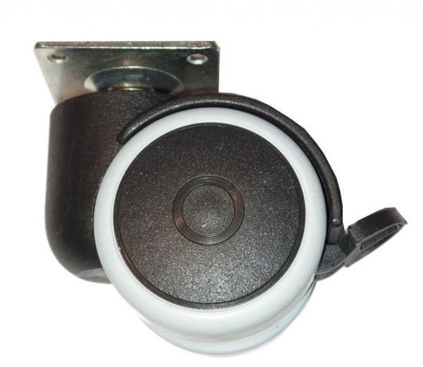 Kółko skrętne Φ50, gumowane, wzmocnione, z hamulcem, montaż na płytce