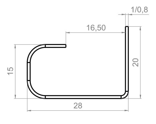 Uchwyt do drzwi przesuwnych, półokrągły, H=28mm